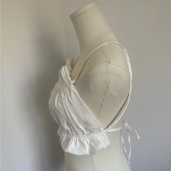 White Ruffled Women's Top - Picture 3 of 5